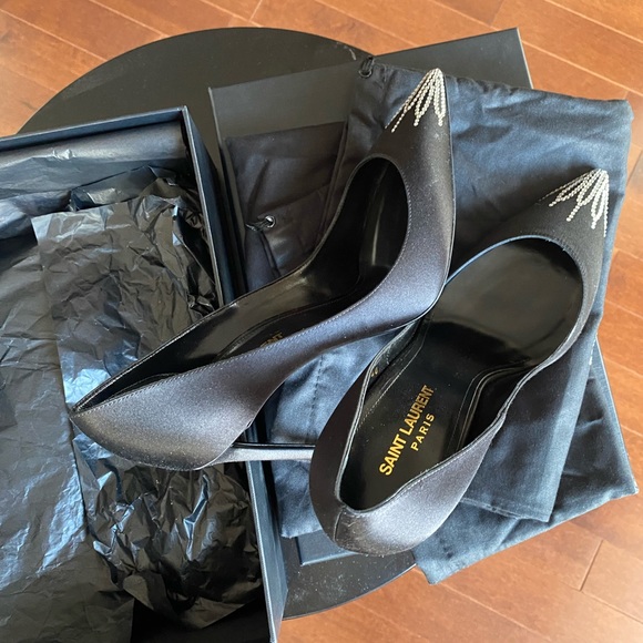 *SOLD* Gorgeous never worn Saint Laurent Black Heels with Crystal Toe. - Picture 11 of 13